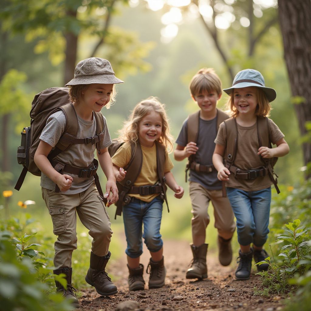 Happy children at outdoor adventure party